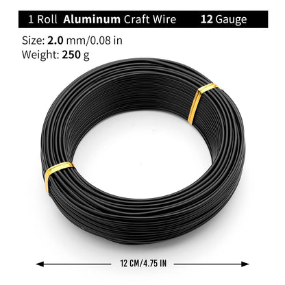 Black-2.0-Anodized Aluminum Bonsai Training Wire 250g Large Roll,Many Size to Choose,KSVZS Bendable Metal Wire for Crafts,Sculpting,Armature and Daily Use,Necessities for Family