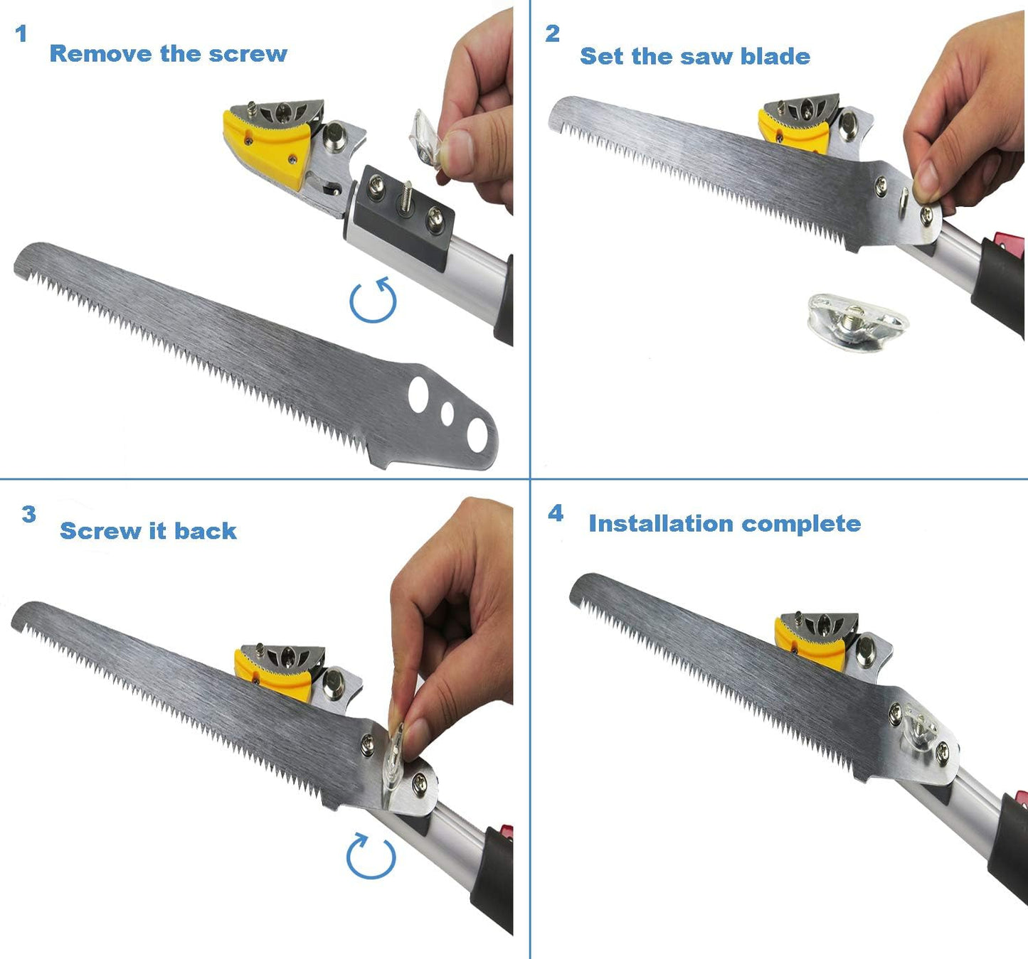 6-10 Foot Tree Pruner 2 Sections Extendable 4 Nodes Adjustable, Cut and Hold Pruning Trimmer, Long Reach Pole Saw, Telescoping Fruit Picker, Branches Bypass Lopper With Hook