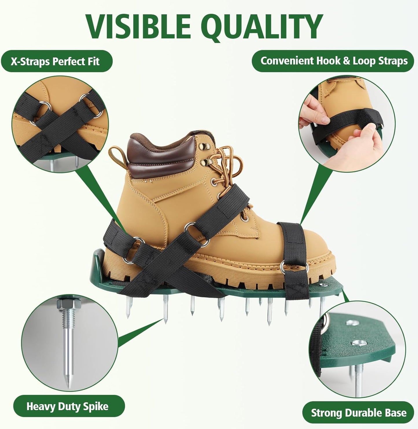 Lawn Aerator Shoes for Grass, Lawn Aeration Shoes with Adjustable Hook Loop Straps and Heavy Duty Spike, Soil Aerator Tool for Aerating Patio Yard Garden
