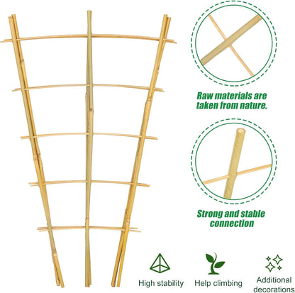 Bamboo Garden Trellis - 24 Inches Tall, 3 Pack - Perfect for Climbing Plants, Vegetables, and Pots - Enhance Your Garden with Natural Bamboo ，2Ft Plant Trellis Indoor
