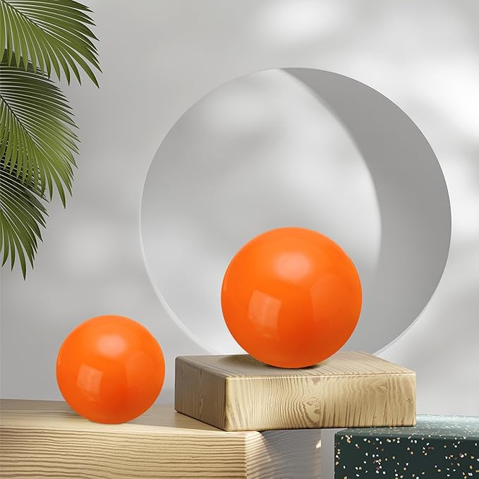 uxcell 2 Pcs Gazing Globe Decor Ball 2.5 Inch 63mm Reflective Garden Sphere Polished Hollow Ball, Seamless Stainless Steel Gazing Ball, Smooth Mirror Globe for Garden Home Decor, Orange