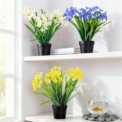 3 Pack Fake Small Plant Artificial Potted Flowers for Home Decor Fake Flower Plant Greenery Mini Faux Plant for Indoor Bedroom Living Room Office Shelf Bathroom Farmhouse Decor (Type 11)