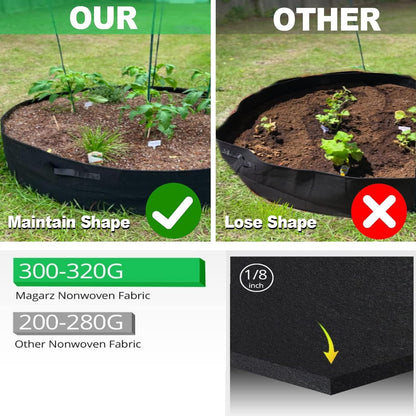 2-Pack 15 Gallon Grow Bags,Round Fabric Raised Garden Beds with 2 Handles,Durable Garden Planter Cloth Pots Container to Grow Vegetables for Outdoor Plants