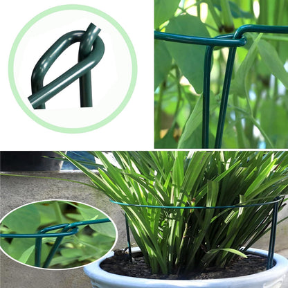 Plant Support Stakes,10Pack Metal Garden Plant Stake,Green Plant Support Ring Cage for Tomato,Rose,Flowers (10)