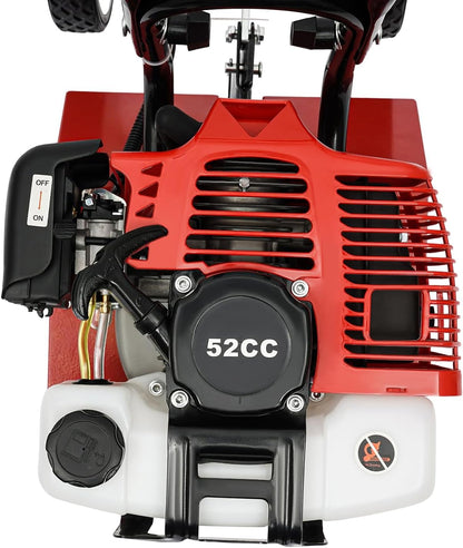 52CC 2 Stroke Mini Tiller Cultivator, Garden Tiller Gas Powered Hand Rotary Cultivator Rototiller Garden Tool with Long Handle for Garden & Lawn, Digging, Weed Removal & Soil Cultivation.