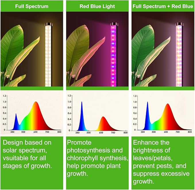 Grow Lights for Indoor Plants with Stand, Standing Grow Light with 3 Light Modes, LED Full Spectrum Vertical Grow Lights for Indoor Plants with Timer for Indoor Plants, Greenhouse (50 Inch)
