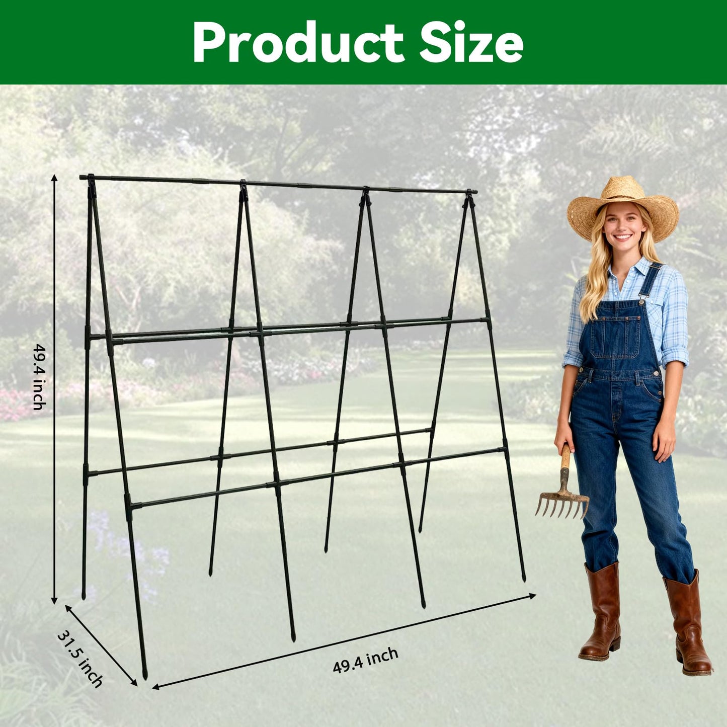 Trellume Cucumber Trellis - 49.4"*49.4" Metal Garden Trellis for Climbing Plants, Garden Trellis