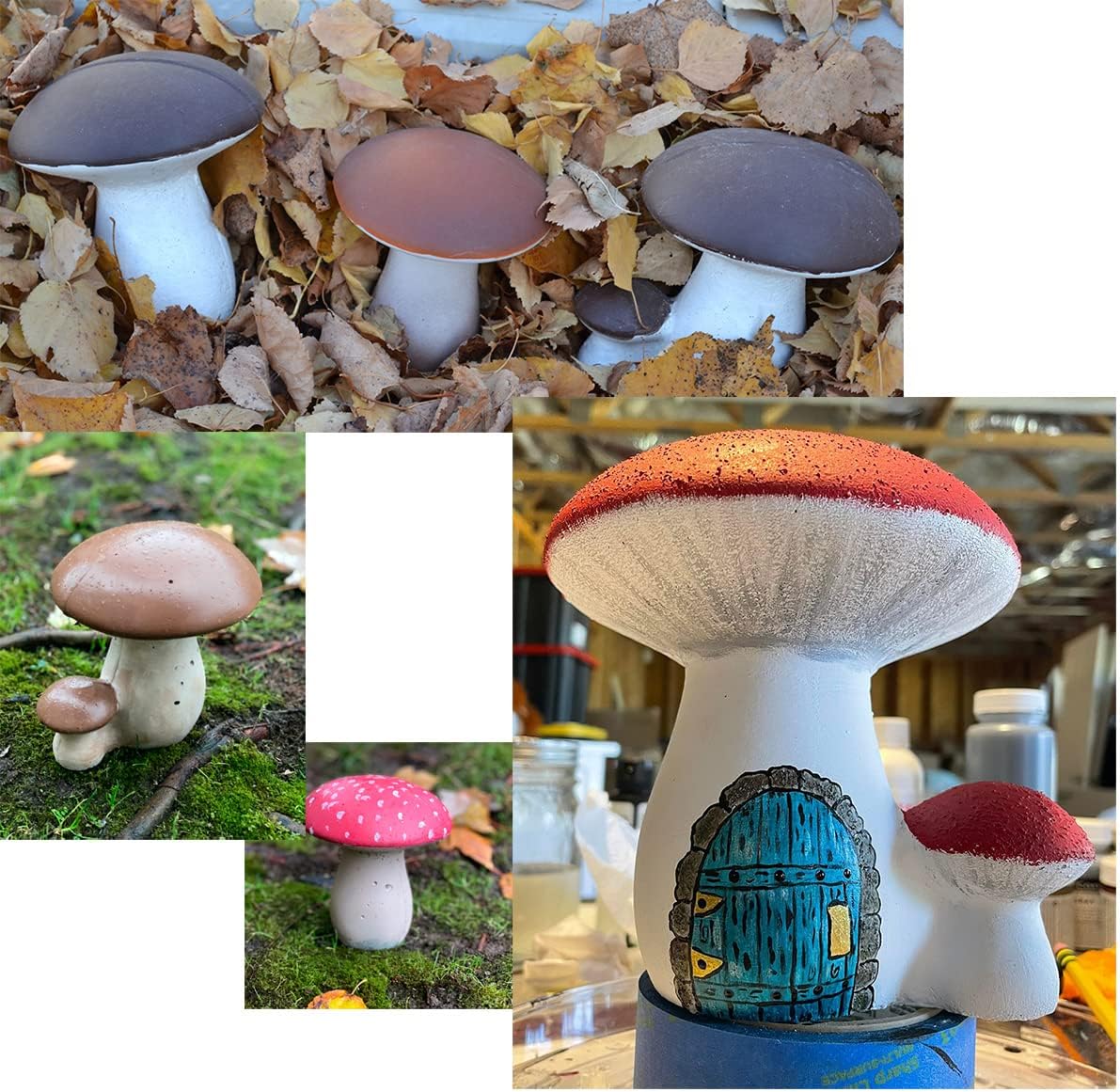 SvitMolds Concrete Mold DIY 3D Mushrooms Statue Decor Garden Decor Decoration Home Decor,Yard, Fairy Garden - Lawn Ornament Décor (D62+D63+D64 (+screw + nut))