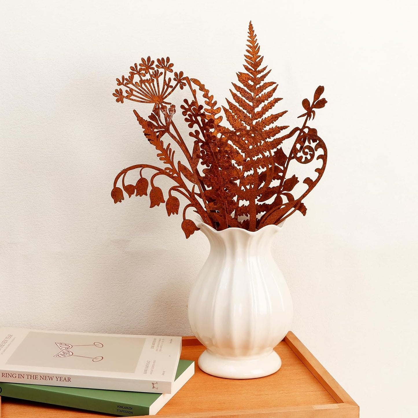 16 Pcs Metal Garden Stakes Decorative Flowers for Outside Rusty Finish Metal Plant Stakes for Indoor Outdoor Lawn Yard Walkway Garden