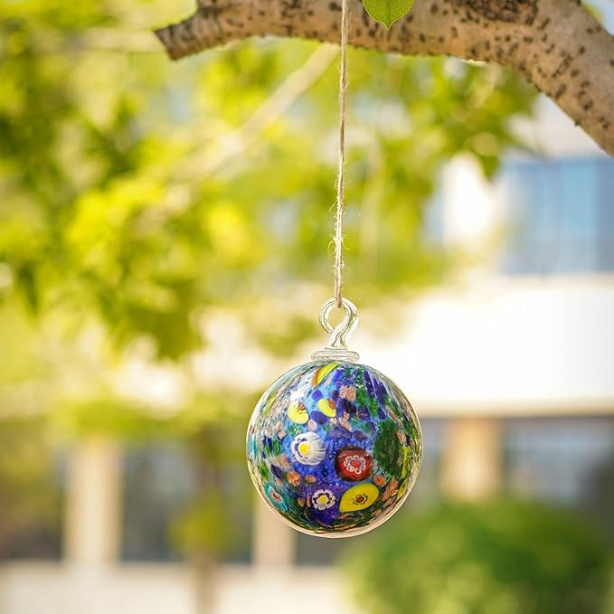 QFkris 4" Hand-Blown Glass Ornaments Glass Christmas Ornaments Friendship Balls for Christmas Tree Hanging Gardens Window Outdoor Gazing Ball Witch Balls for Women
