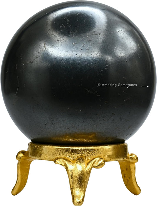 Amazing Gemstone Hematite Crystal Ball with Stand - 2 Inches Crystal Sphere Meditation Balls for Witchcraft and Decorative Balls