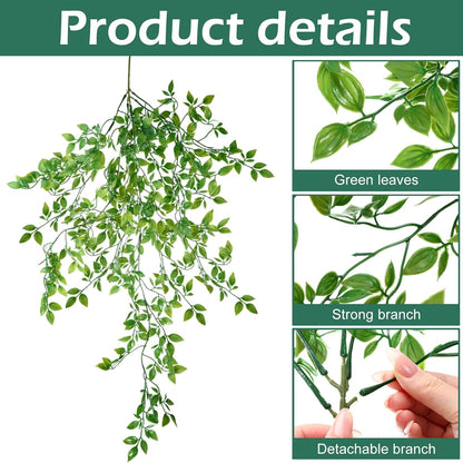 Hoteam 12 Pcs Artificial Hanging Plants 32 Inch Fake Ivy Vines with Fake Leaves Patio Artificial Plants Greenery for Living Room Indoor Outdoor Wall, No Basket (Vine)
