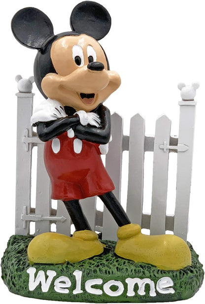 Disney Mickey Mouse Welcome Gate Everyday Outdoor Garden Statue, 7 inches Tall, Officially Licensed Disney Product
