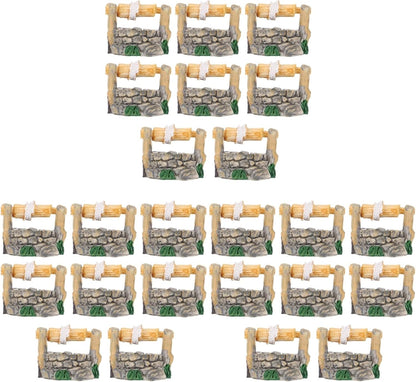 Garneck 24pcs Miniature Well Ornaments Fairy Garden Crafts Micro Statues for Scene Decor and Miniature Landscape Accessories