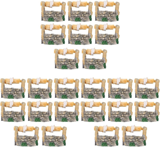 Garneck 24pcs Miniature Well Ornaments Fairy Garden Crafts Micro Statues for Scene Decor and