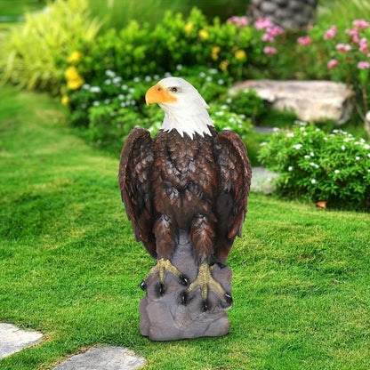 Large Garden Statue Standing Eagle Garden Sculpture, Majestic Hand Drawn Bald Eagle Decoration Flight of Freedom American Bald Eagle Yard Statue, Lawn and Courtyard Outdoor Decoration 13 x 24.4 Inch