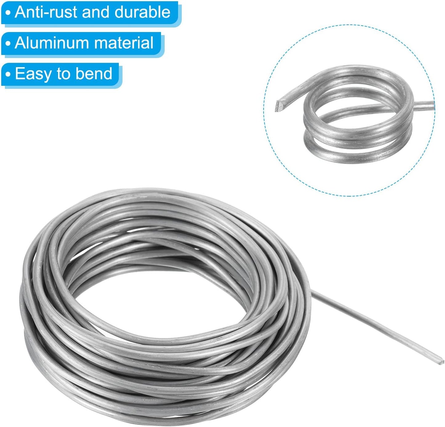 PATIKIL 3.5mm Bonsai Training Wire, Floral Wire Stems Anodized Aluminum Tree Wire 32.8 Feet Total for Gardening Branch Fixing, Silver Tone