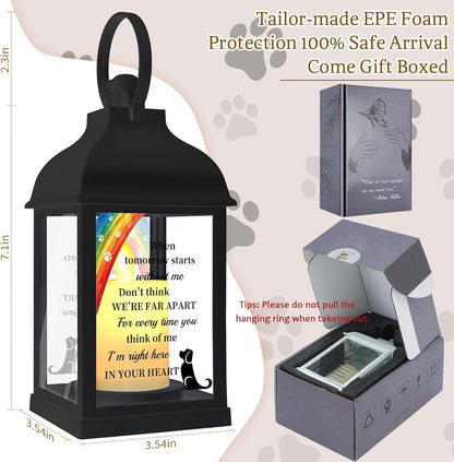 Dog Memorial Gifts with Remote - Sympathy Bereavement Gifts for Loss of Dog, Rainbow Bridge Memorial Lantern for Grieving Pet Owner