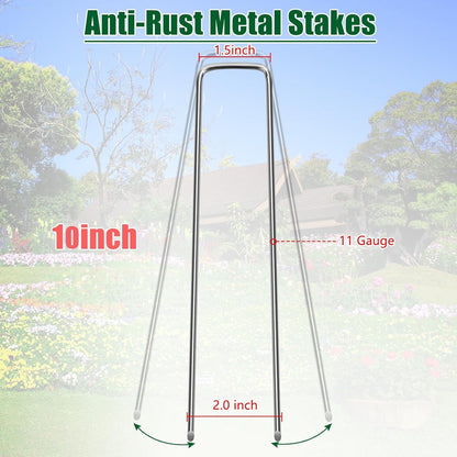 10 Inch 11 Gauge Galvanized Landscape Staples Stakes for Decoration, 25/100/200pcs Garden Metal Stakes for Weed Barrier Fabric, Fence Stakes, Tent Stakes (10in, 200pcs)