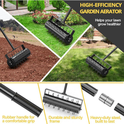 18-inch Lawn Aerator, Rolling Aerator Lawn Tool, Heavy Duty Lawn Aerator Tool, Grass Aerator & Garden Tools for Aeration & Soil Health