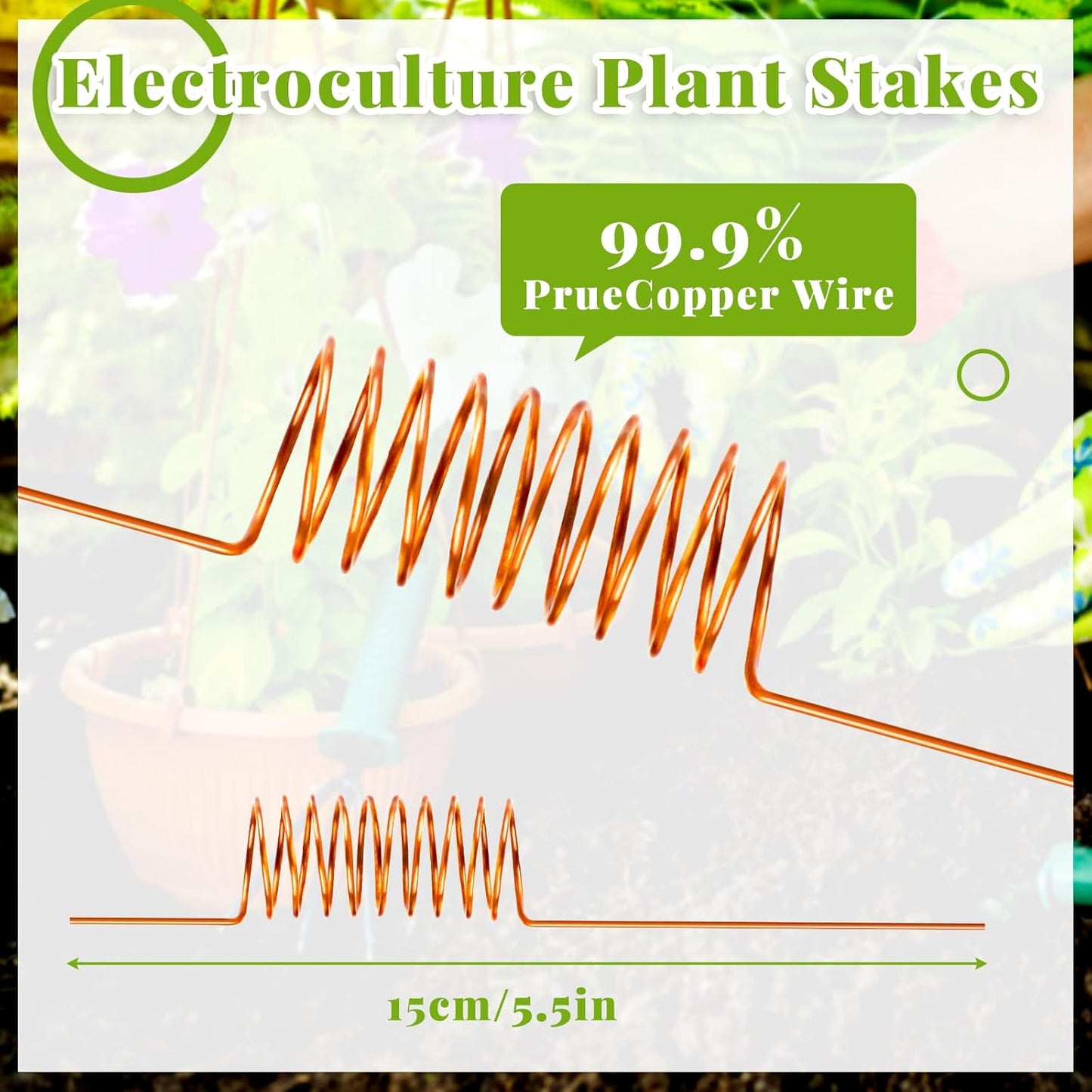 NACHLYNN 6 Pack Electroculture Plant Stakes Soft Copper Wire Long Copper Garden Stakes Pure Electro Culture Gardening for Gardening Growing Plants and Vegetables