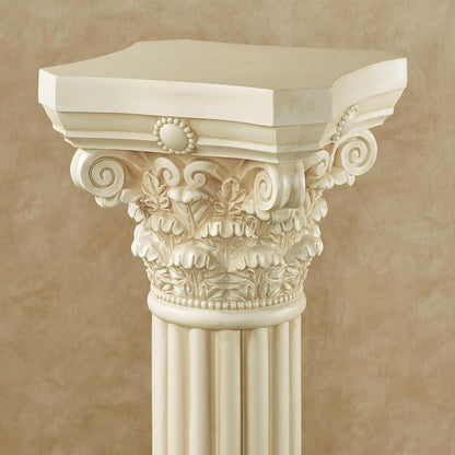 Touch of Class Corinthian Column Pedestal - Ivory Wash - Roman Style - Indoor/Outdoor Display - Small Size - 24 H, Top is 12 Inches Square, Weighs 11 lbs