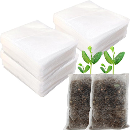 TIHOOD 300PCS 3.9"x4.7" Plant Nursery Bags,Non-Woven Plant Seeding Grow Bags, Vegetables Fabric Seedling Bag Pots Planting Transplant Grow Pouch Home Garden Supply White