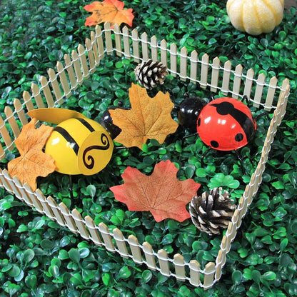 Prsildan 40 Inches Miniature Fairy Garden Fence, DIY Wood Picket Fence Mini Ornament for Dollhouse Home Garden