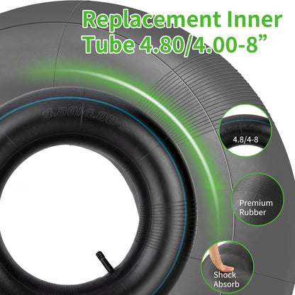 4.80/4.00-8" Inner Tubes, 2 Pack Heavy Duty 4.80 4.00-8/480/400-8 Replacement Tire Inner Tube with Straight Valve Stem for Wheelbarrows, Lawn Mowers, Hand Trucks, Trailers, Tractor, 8" Carts