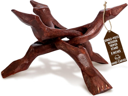 Alternative Imagination Wooden Tripod Stand - 8 Inch Display Stand For Home Decor, Abalone Shell, Crystal Ball and More