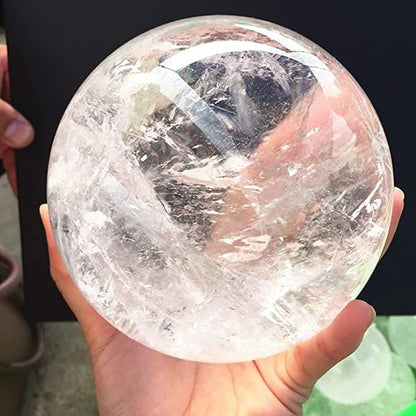 Natural Clear Quartz Crystal Ball,White Crystal Sphere Healing Crystal Ball with Stand Home Decor Prosperous Love Invite Wealth + Pedestal (900g)…