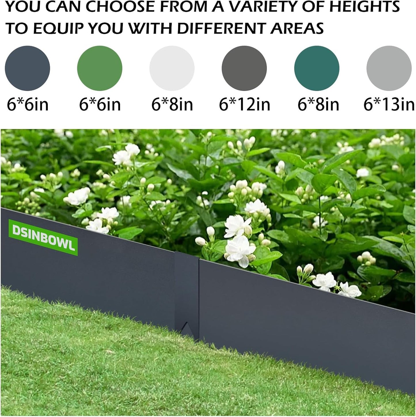 Landscape Edging Kit, Galvanized Steel Edging Landscape Lawn Edging Powder for Lawn Yard, Coated Bendable Metal Strips, No-Dig Hammer-in Edging Border w/Clips (6 INCH 6 PCS, Navy Blue)