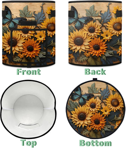 Sunflower Flowers Grow Bags 7 Gallon Thickened Nonwoven Plant Pot Vegetables Potato Fruit Plant Grow Bag with Handle Garden Plant Bag Outdoor 2 Pack