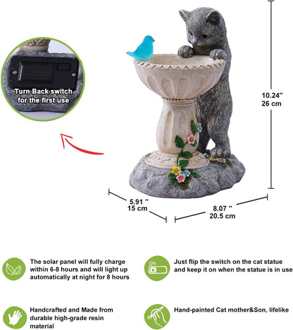 Nacome Cat Birdbath Garden Decor: Outdoor Statues Ornaments for Outside Decorations Yard Art Lawn Porch Patio Balcony - Birthday Gifts Choice for Mom Grandma Women Lover