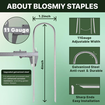 U Shaped Landscape Garden Staples 4 Inch 80 Pack Updated 11Gauge Irrigation Stakes Galvanized Garden Stakes Fabric Pins for Soaker Hose Drip Line Tubing Yard Lawn Staples for Outdoor Decorations