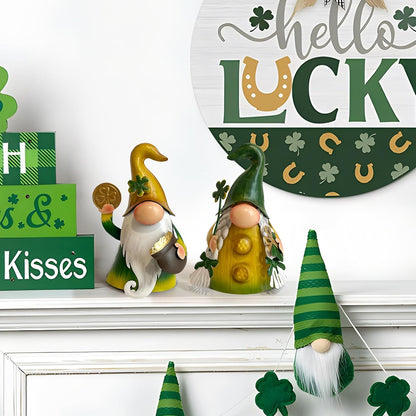 HONGLAND Fall Decor - Fall Decorations for Garden, Metal Gnomes Figurine Yard Art, Luck Shamrock Gnome for Home Outside Lawn Party Yard Patio