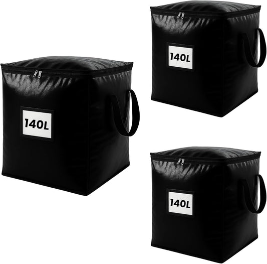 3 Pack 140L Storage Bags for Clothes, Moving Bags Heavy Duty Extra Large with Reinforced Handle, Storage Containers for Organizing Bedding, Blanket, Sheets, Pillows, Toys, Christmas Decorations