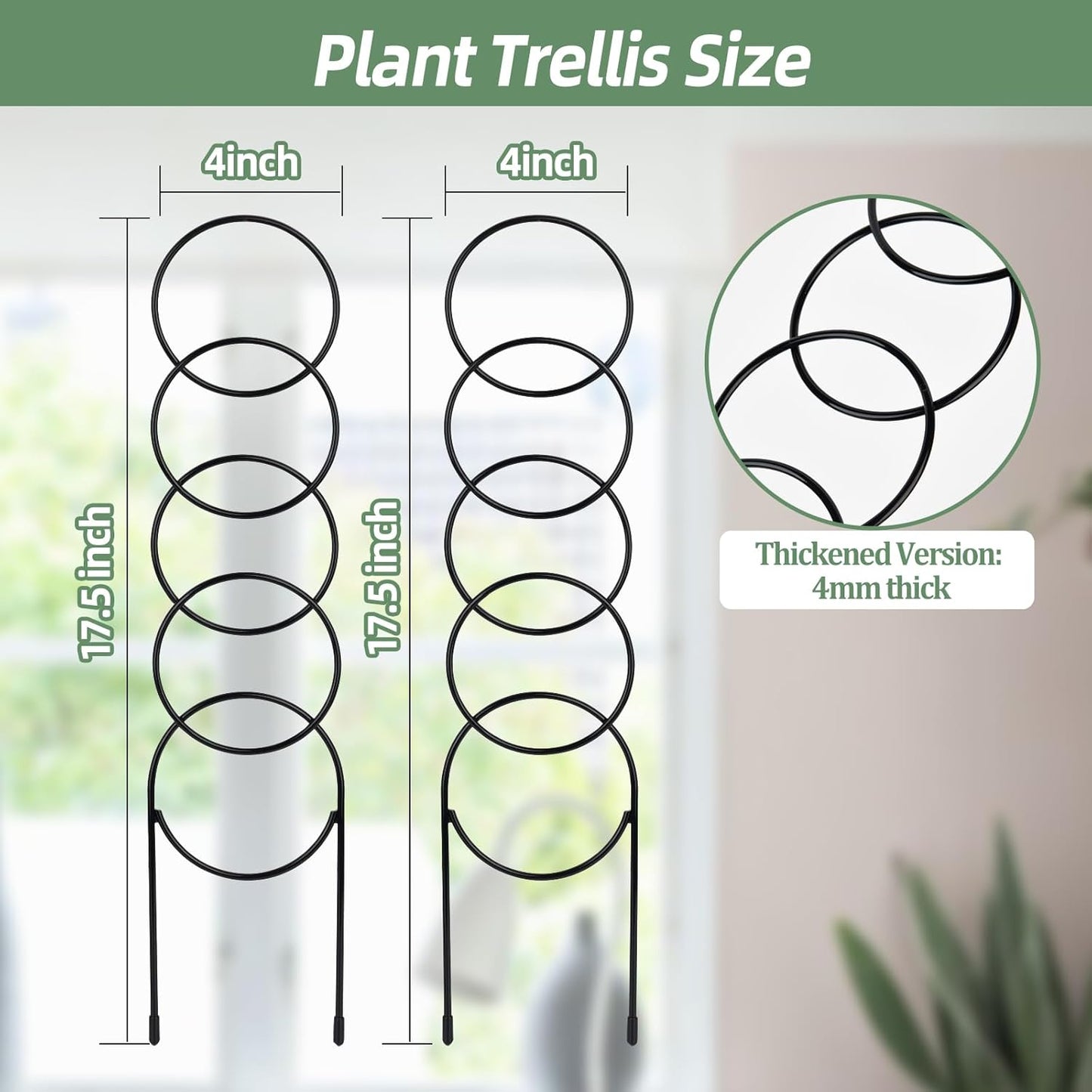 17.5 Inch Plant Trellis Indoor for Climbing Plants,Metal Trellis,Small Garden Trellis for Potted Plants,Plant Stakes for Indoor Plants Accessories Hoya,Flower,Plant Support,Plant Gifts(Circular-Metal)