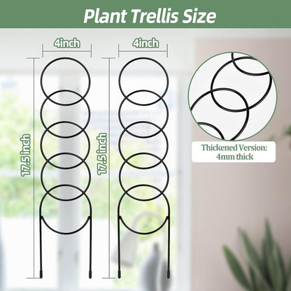 17.5 Inch Plant Trellis Indoor for Climbing Plants,Metal Trellis,Small Garden Trellis for Potted Plants,Plant Stakes for Indoor Plants Accessories Hoya,Flower,Plant Support,Plant Gifts(Circular-Metal)