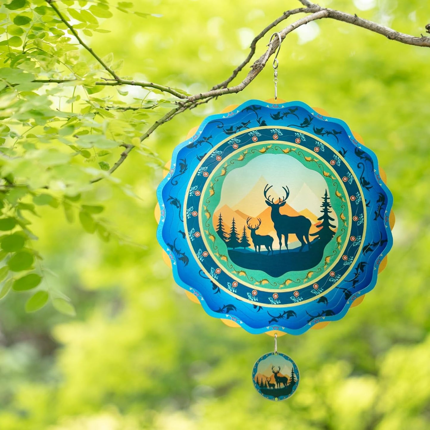 Light Catcher Elks Wind Spinner for Outdoor, 12 inch Hanging Wind Spinners Garden Yard Patio Window Decor, 3D Kinetic Deer Wind Sculpture, Unique Gift for Women Mom Grandma Wife Men Holidays