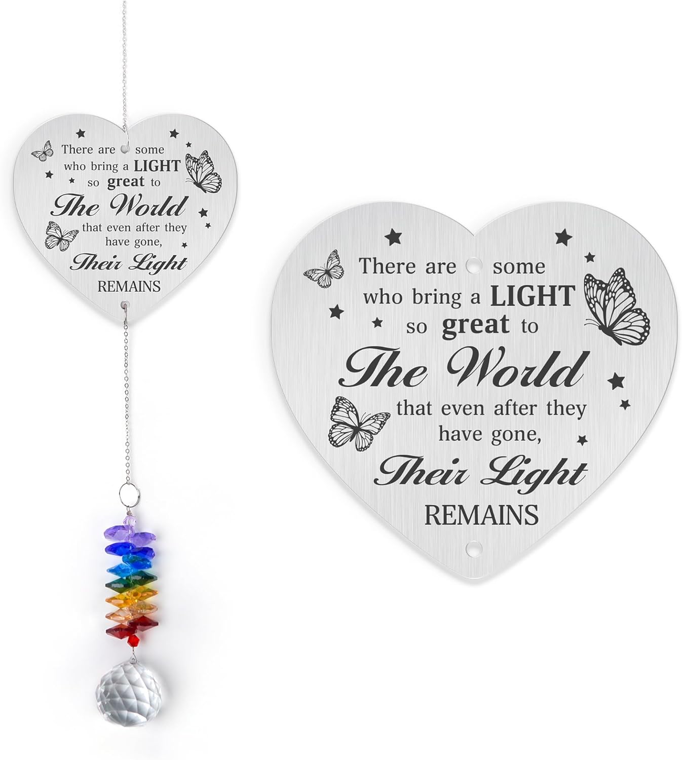 Memorial Suncatcher Ornament - There are Some who Bring a Light - Sympathy Gift for Loss of Loved One - Crystal Rainbow Maker - Bereavement Hanging Crystal Decor - Loss of Mom Dad Friend Pet
