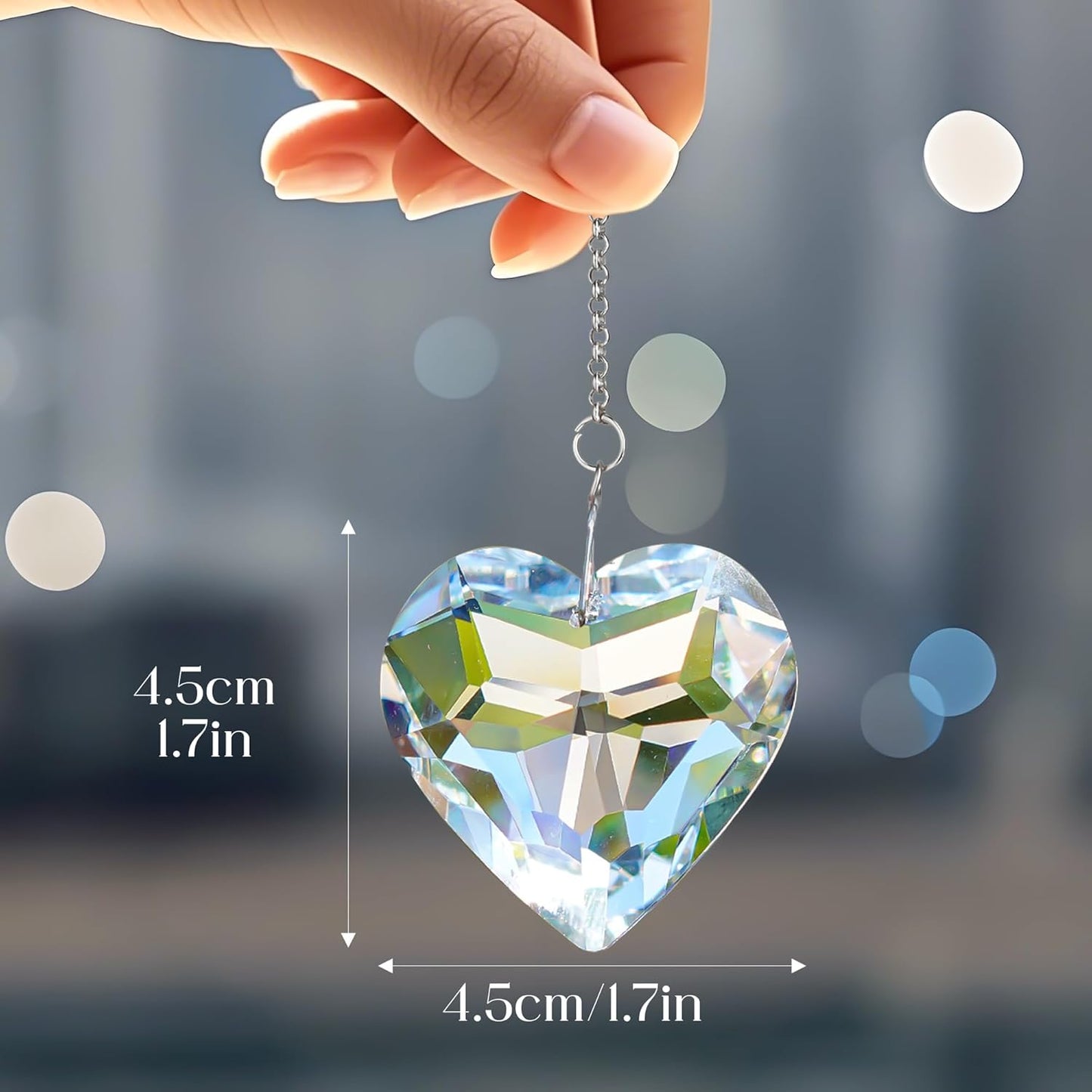 H&D HYALINE & DORA 50mm Clear Crystal Heart Suncatcher Set of 3 Suncatcher for Window Crystal Heart Sun Catcher Hanging Ornament Rainbow Maker Gifts for Mom, Grandma, Friends