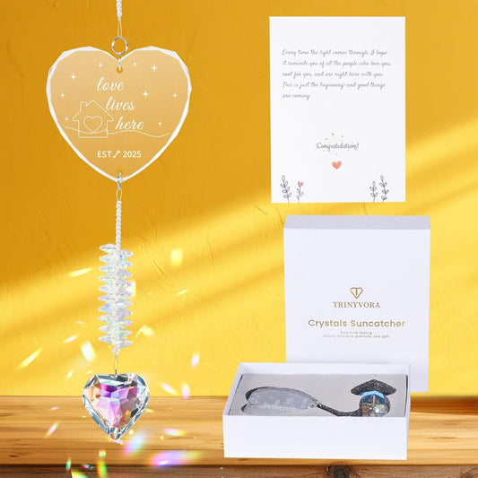 Housewarming Gift – Crystal Suncatcher New Home Ornament 2025 – First Home Gift for Couple, Window