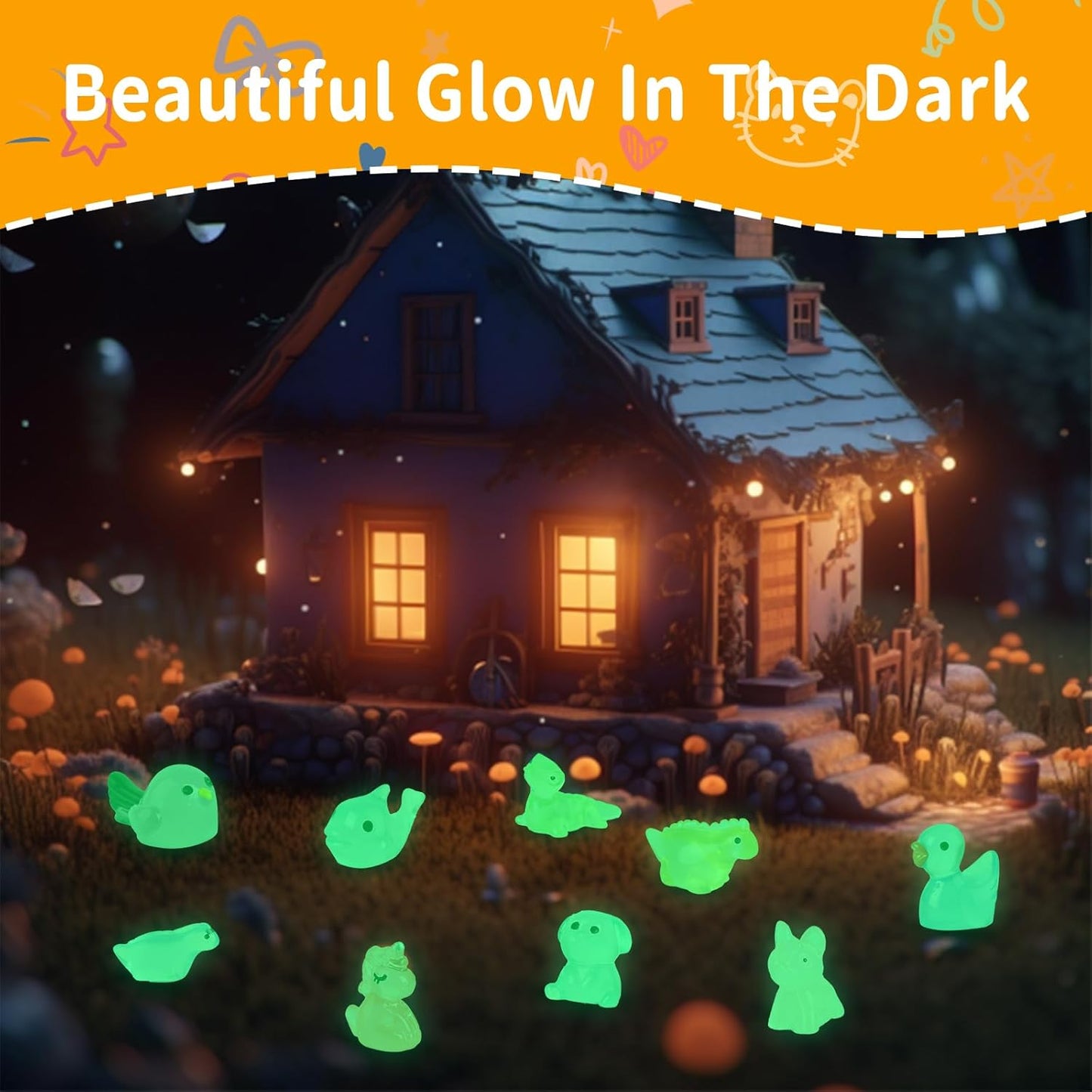 100 Pcs Tiny Resin Animals to Hide, Mini Luminous Resin Animals Bulk for Miniature Fairy Garden Accessories Micro Landscape Aquarium Cake Potted Plants Dollhouse Moss Patio Home Decor Crafts