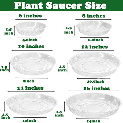 20 Packs 8 Inches Clear Plant Saucers for Indoor Outdoor Use Heavy Duty Plastic Plant Trays for Planter Bulk Flower Pot Drip Trays to Catch Water, 4 to 20 Inch, Round Transparent