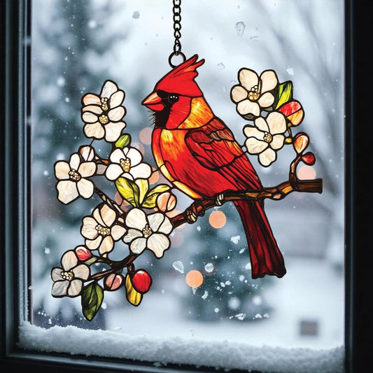 Cardinal Flower Suncatcher Ornament Gift Suncatchers Indoor Window Suncatchers for Windows Hanging