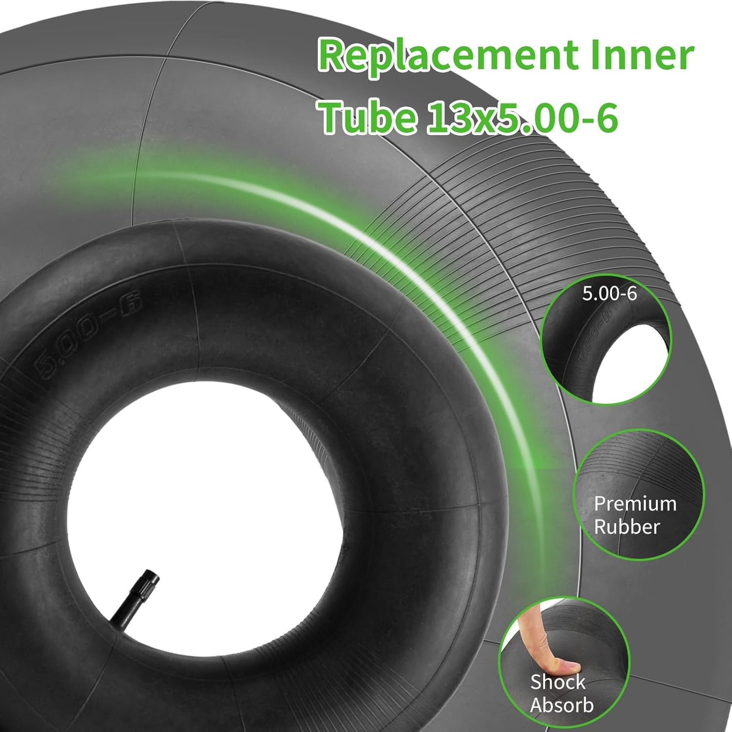 13x5.00-6" Inner Tubes, 2 Pack Heavy Duty 5.00-6/4.00-6 Replacement Tire Inner Tube with Straight Valve Stem Universal Fit for Razor Dirt Quad Lawn Mowers ATVs Yard Tractor Snow Blower and More