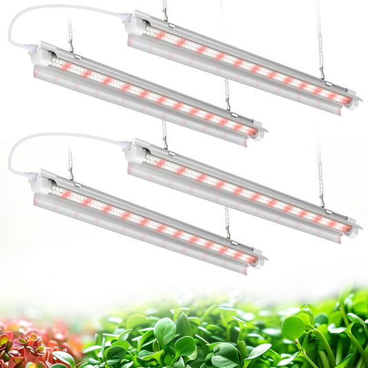 Grow Lights for Indoor Plants, 4 X 24w White & 660nm Red Full Spectrum Plant Lights for Indoor Growing, LED Grow Light for Plant Stand Shelf Cabinet Grow Tent Greenhouse,Linkable,Plug&Play