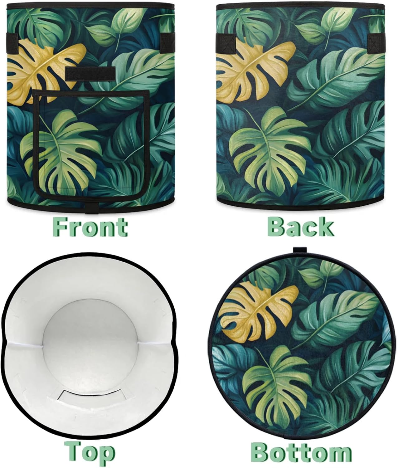 Green Leaves Plant Grow Bags 7 Gallon Thickened Nonwoven Plant Pot Flowers Vegetable Potato Fruit Plant Grow Bag with Handle Garden Plant Bag Outdoor 2 Pack