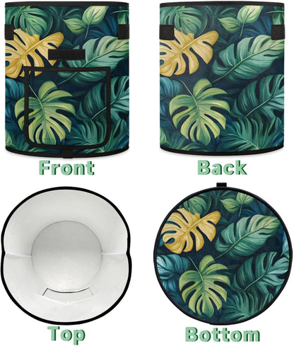 Green Leaves Plant Grow Bags 7 Gallon Thickened Nonwoven Plant Pot Flowers Vegetable Potato Fruit Plant Grow Bag with Handle Garden Plant Bag Outdoor 2 Pack